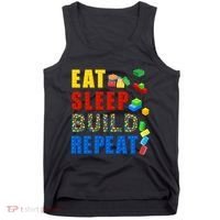 Eat Sleep Build Repeat Building Bricks Blocks Master Builder Tank Top thumb 0