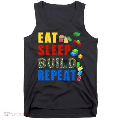 Eat Sleep Build Repeat Building Bricks Blocks Master Builder Tank Top
