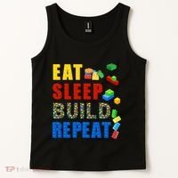 Eat Sleep Build Repeat Building Bricks Blocks Master Builder Tank Top thumb 2