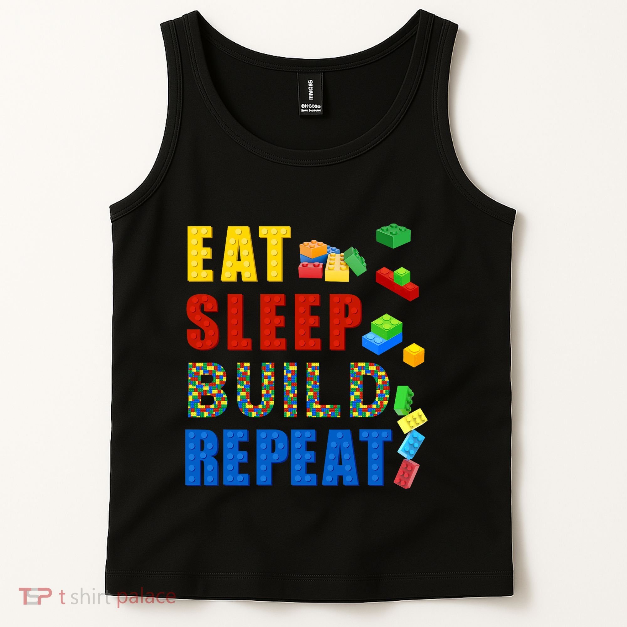 Eat Sleep Build Repeat Building Bricks Blocks Master Builder Tank Top