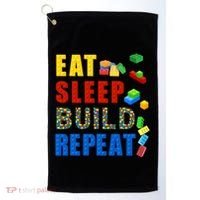 Eat Sleep Build Repeat Building Bricks Blocks Master Builder Golf Towel thumb 0