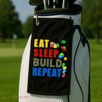 Eat Sleep Build Repeat Building Bricks Blocks Master Builder Golf Towel thumb 2