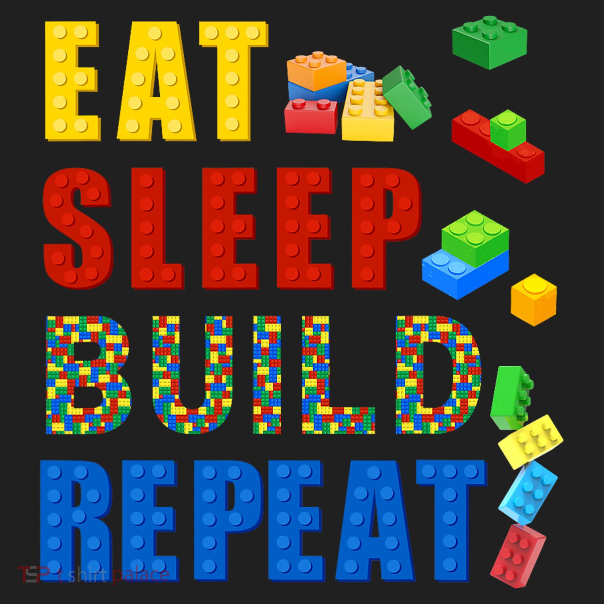 Eat Sleep Build Repeat Building Bricks Blocks Master Builder Golf Towel