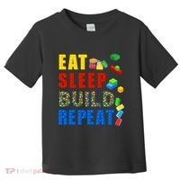 Eat Sleep Build Repeat Building Bricks Blocks Master Builder Toddler T-Shirt thumb 0