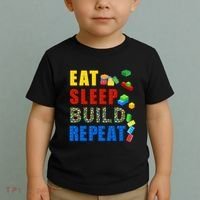 Eat Sleep Build Repeat Building Bricks Blocks Master Builder Toddler T-Shirt thumb 2