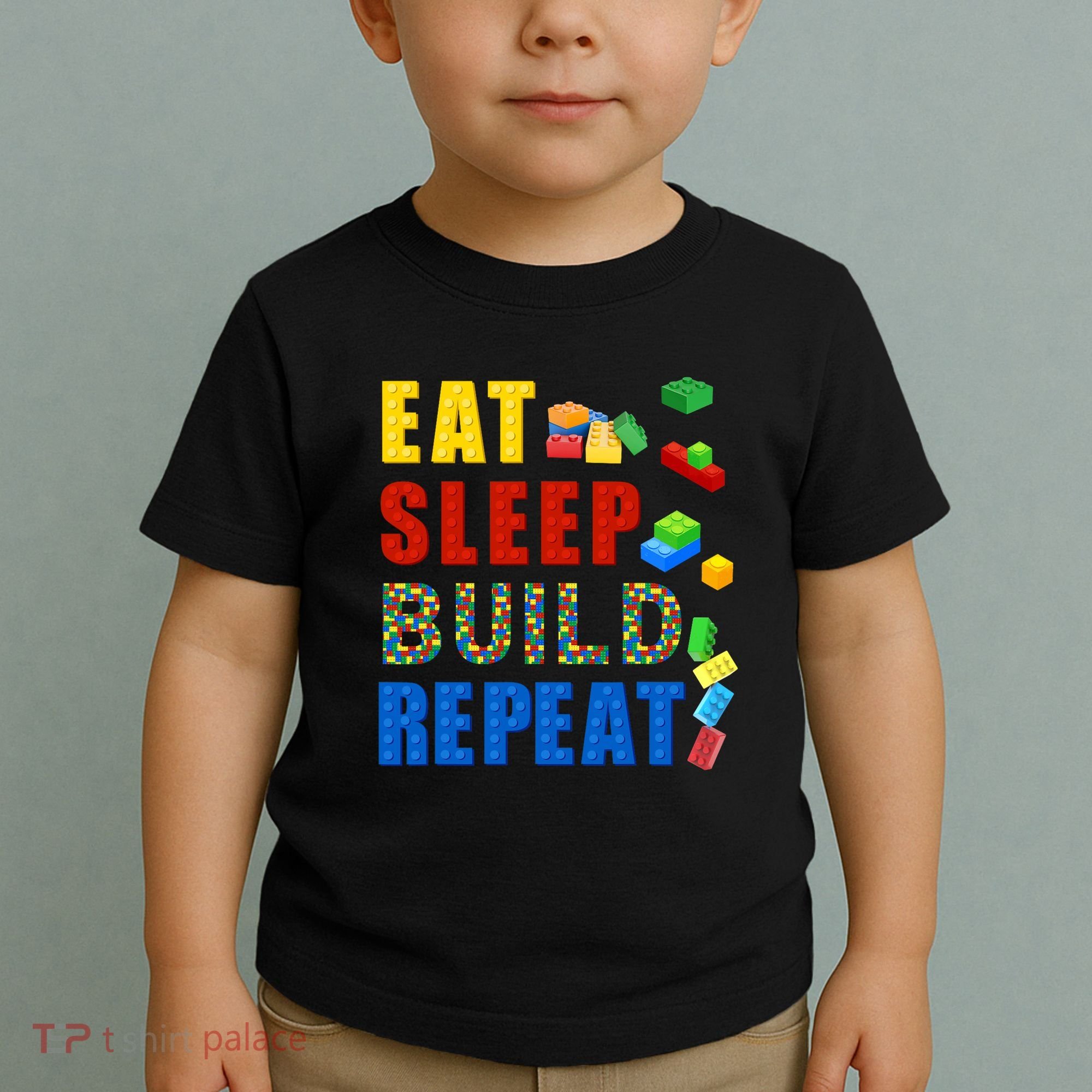 Eat Sleep Build Repeat Building Bricks Blocks Master Builder Toddler T-Shirt