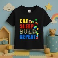 Eat Sleep Build Repeat Building Bricks Blocks Master Builder Toddler T-Shirt thumb 3