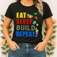 Eat Sleep Build Repeat Building Bricks Blocks Master Builder Women's T-Shirt thumb 2