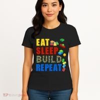 Eat Sleep Build Repeat Building Bricks Blocks Master Builder Women's T-Shirt thumb 4