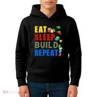 Eat Sleep Build Repeat Building Bricks Blocks Master Builder Kids Hoodie thumb 4