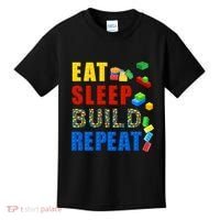 Eat Sleep Build Repeat Building Bricks Blocks Master Builder Kids T-Shirt thumb 0
