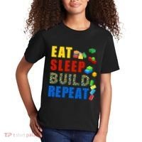 Eat Sleep Build Repeat Building Bricks Blocks Master Builder Kids T-Shirt thumb 2