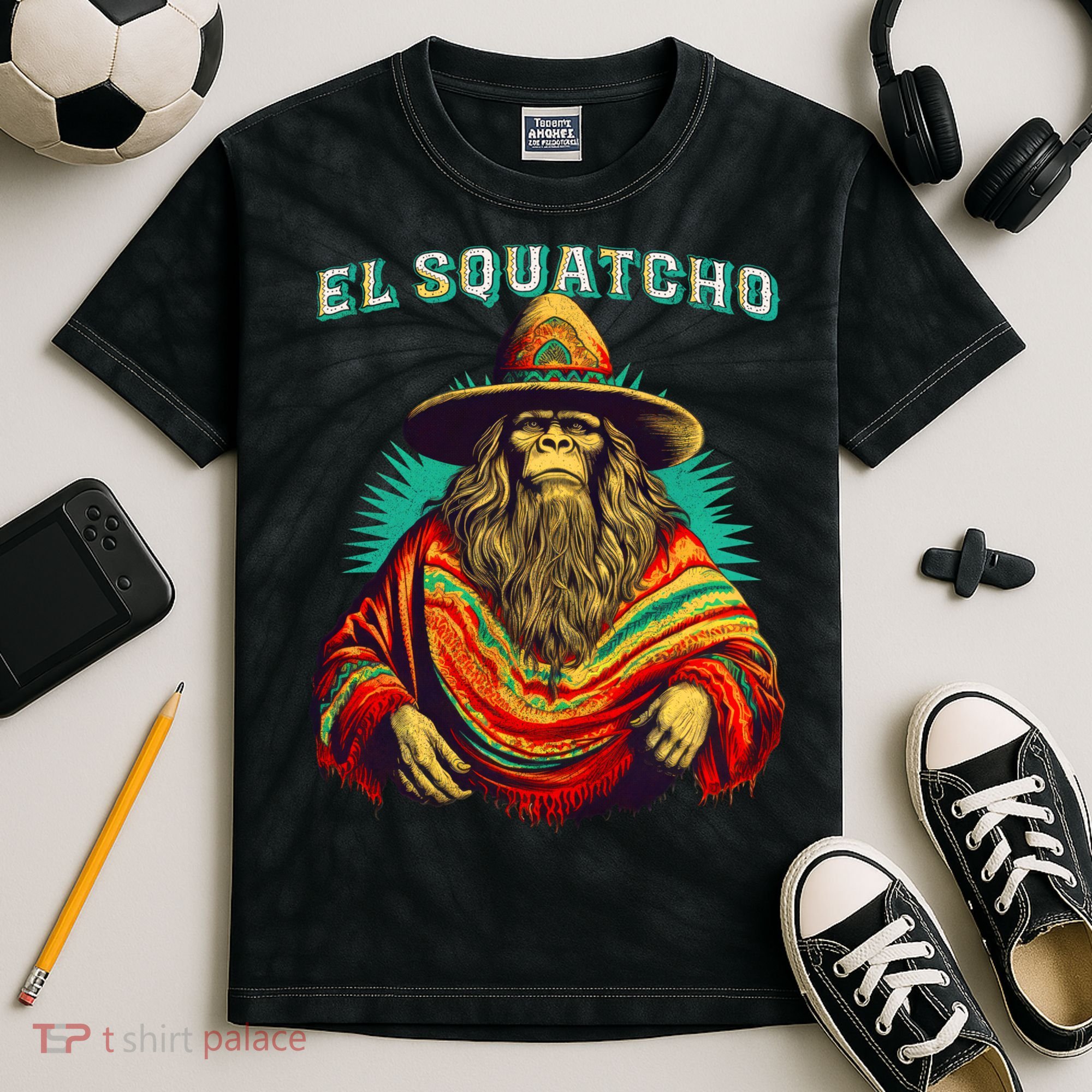 El Squatcho Bigfoot Saquatch Kids Tie-Dye T-Shirt