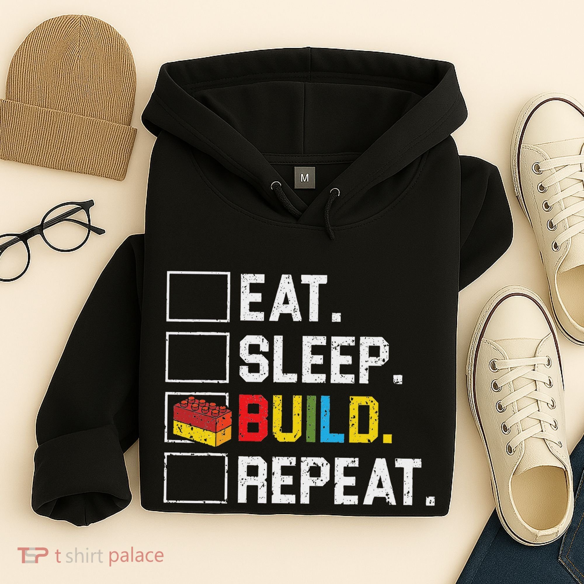 Eat Sleep Build Repeat Master Builder Bricks Blocks Hoodie