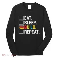 Eat Sleep Build Repeat Master Builder Bricks Blocks Long Sleeve Shirt thumb 0