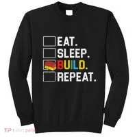 Eat Sleep Build Repeat Master Builder Bricks Blocks Sweatshirt thumb 0