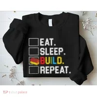Eat Sleep Build Repeat Master Builder Bricks Blocks Sweatshirt thumb 2