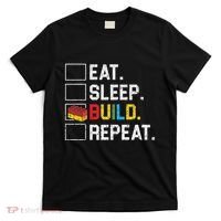 Eat Sleep Build Repeat Master Builder Bricks Blocks T-Shirt thumb 0