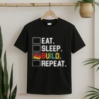 Eat Sleep Build Repeat Master Builder Bricks Blocks T-Shirt thumb 2