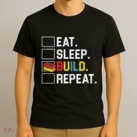 Eat Sleep Build Repeat Master Builder Bricks Blocks T-Shirt thumb 3