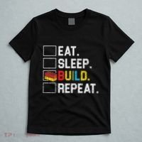 Eat Sleep Build Repeat Master Builder Bricks Blocks T-Shirt thumb 5