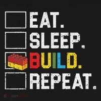 Eat Sleep Build Repeat Master Builder Bricks Blocks Bucket Hat thumb 4