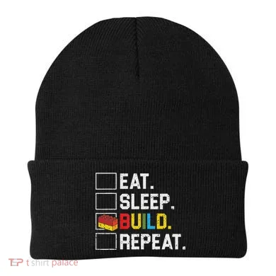 Eat Sleep Build Repeat Master Builder Bricks Blocks Beanie