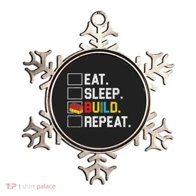 Eat Sleep Build Repeat Master Builder Bricks Blocks Ornament