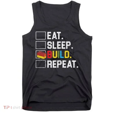 Eat Sleep Build Repeat Master Builder Bricks Blocks Tank Top