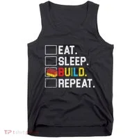 Eat Sleep Build Repeat Master Builder Bricks Blocks Tank Top thumb 0