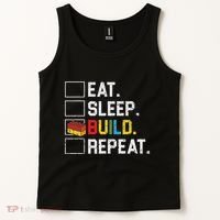 Eat Sleep Build Repeat Master Builder Bricks Blocks Tank Top thumb 2
