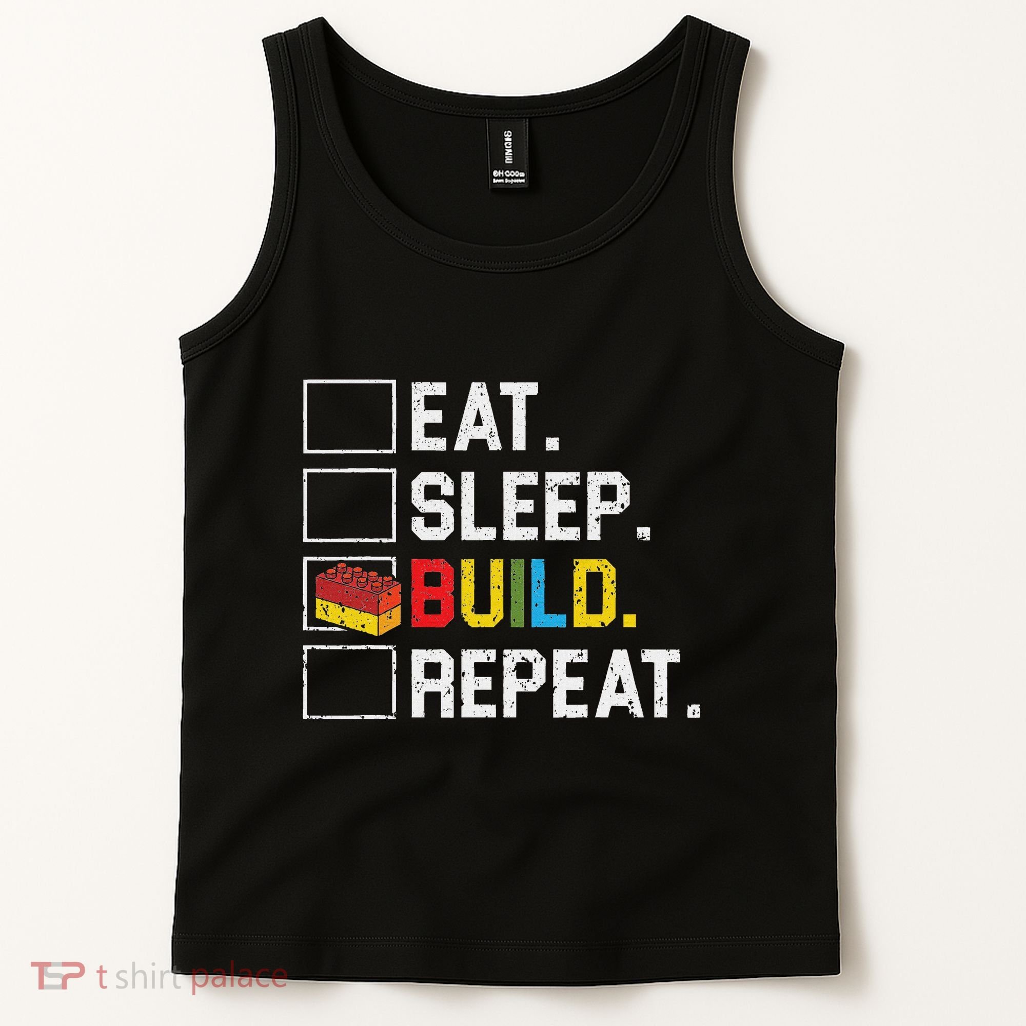 Eat Sleep Build Repeat Master Builder Bricks Blocks Tank Top