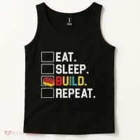 Eat Sleep Build Repeat Master Builder Bricks Blocks Tank Top thumb 2