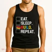 Eat Sleep Build Repeat Master Builder Bricks Blocks Tank Top thumb 3