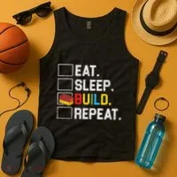 Eat Sleep Build Repeat Master Builder Bricks Blocks Tank Top thumb 4