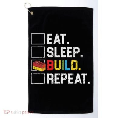Eat Sleep Build Repeat Master Builder Bricks Blocks Golf Towel