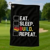 Eat Sleep Build Repeat Master Builder Bricks Blocks Golf Towel thumb 1