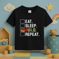 Eat Sleep Build Repeat Master Builder Bricks Blocks Toddler T-Shirt thumb 3