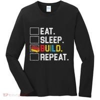 Eat Sleep Build Repeat Master Builder Bricks Blocks Women's Long Sleeve Shirt thumb 0