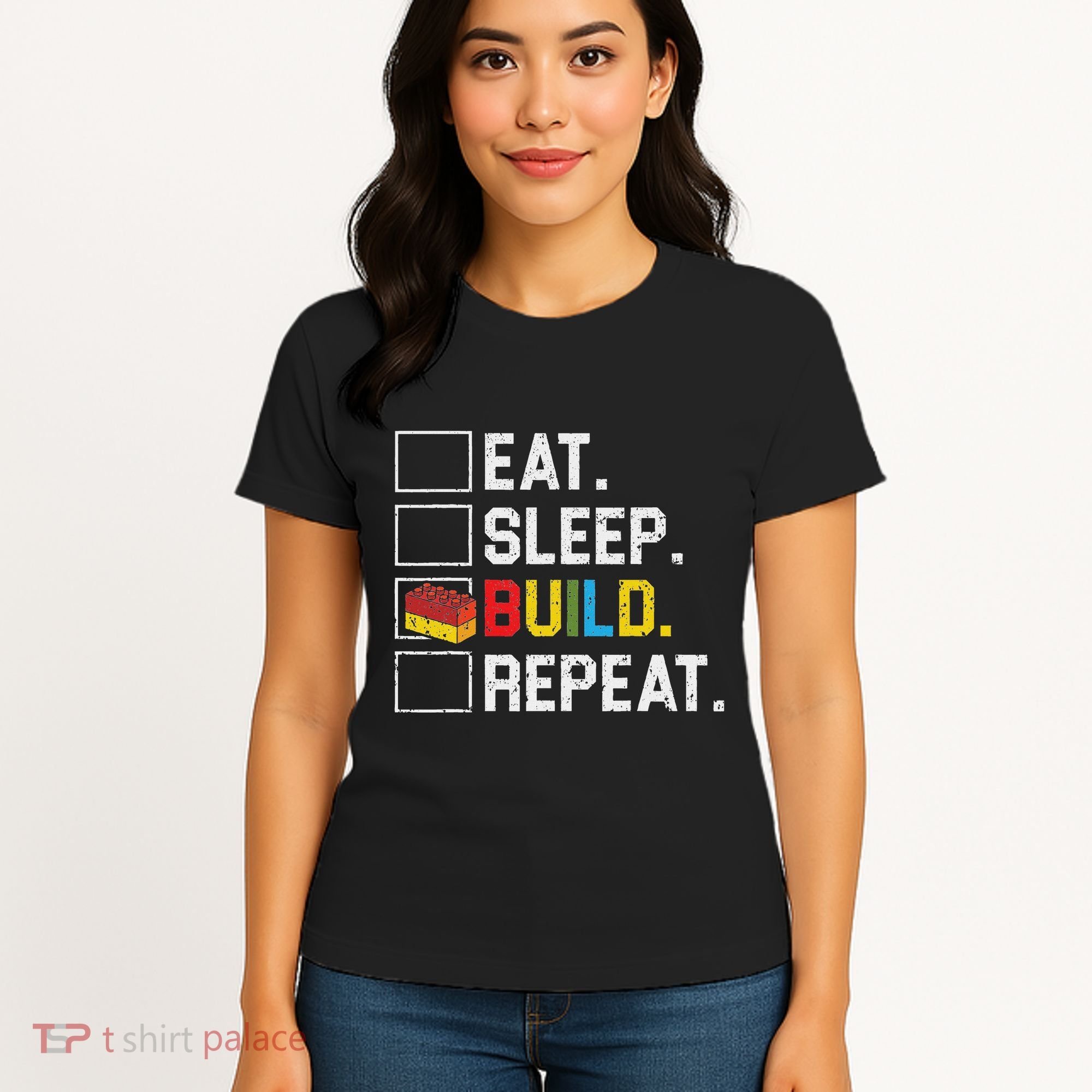 Eat Sleep Build Repeat Master Builder Bricks Blocks Women's T-Shirt