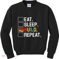 Eat Sleep Build Repeat Master Builder Bricks Blocks Kids Sweatshirt thumb 0