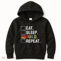 Eat Sleep Build Repeat Master Builder Bricks Blocks Kids Hoodie thumb 0