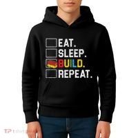 Eat Sleep Build Repeat Master Builder Bricks Blocks Kids Hoodie thumb 4