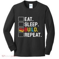 Eat Sleep Build Repeat Master Builder Bricks Blocks Kids Long Sleeve Shirt thumb 0
