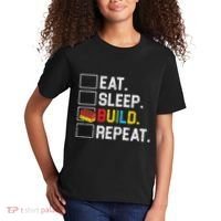 Eat Sleep Build Repeat Master Builder Bricks Blocks Kids T-Shirt thumb 2