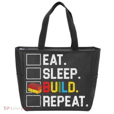 Eat Sleep Build Repeat Master Builder Bricks Blocks Tote Bag