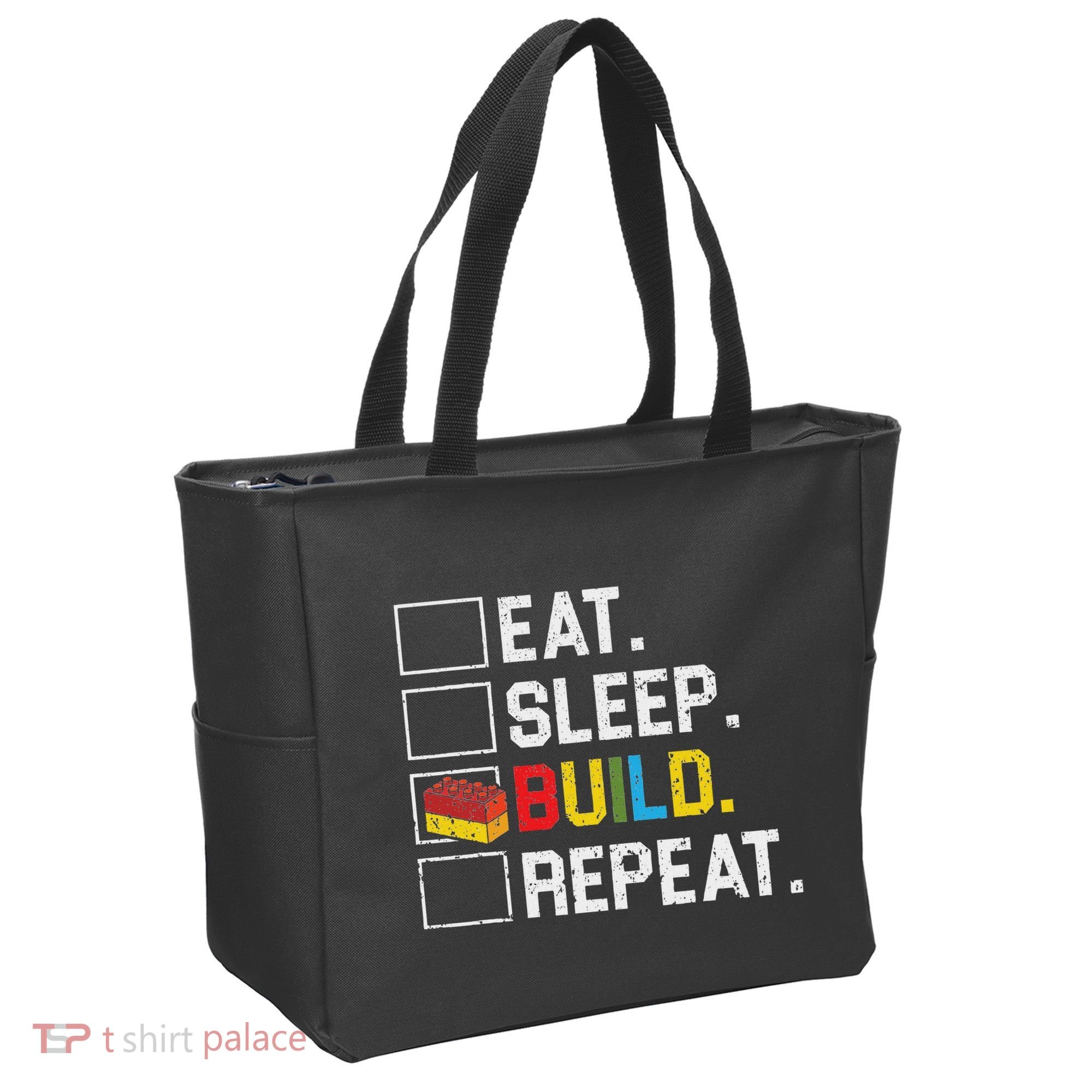 Eat Sleep Build Repeat Master Builder Bricks Blocks Tote Bag