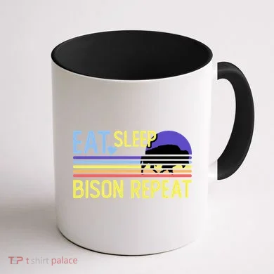 Eat Sleep Bison Repeat Coffee Mug back