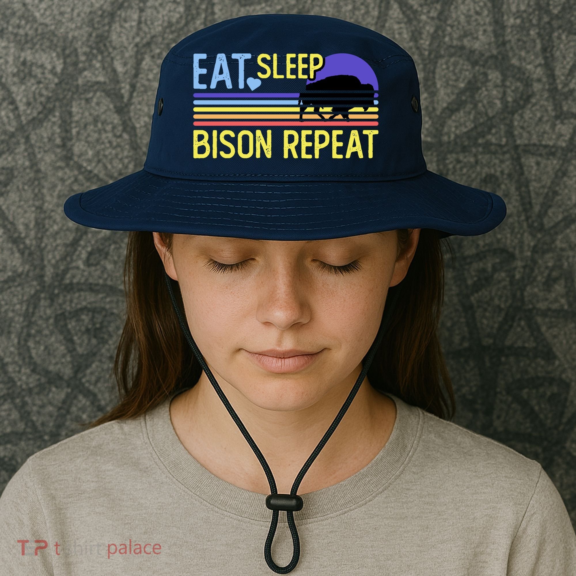 Eat Sleep Bison Repeat Bucket Hat