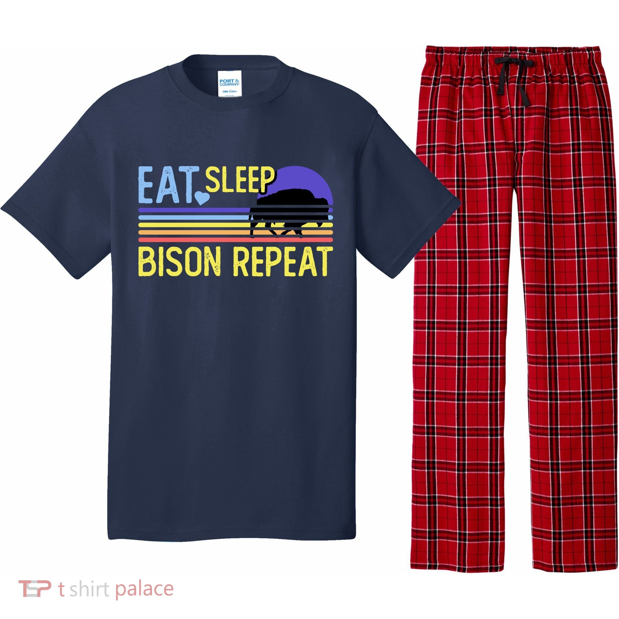 Eat Sleep Bison Repeat Pajama Set